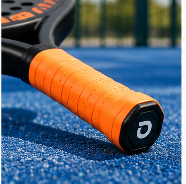 Oranje ODEA overgrip om een padelracket