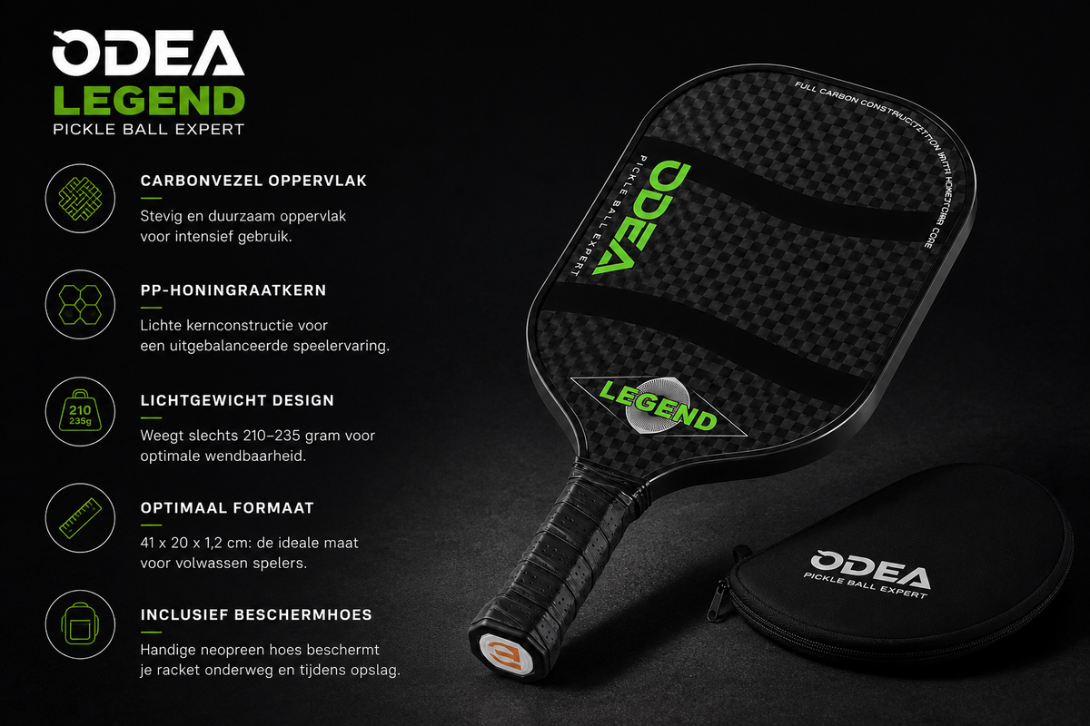 Kenmerken van de ODEA Legend pickleball paddle