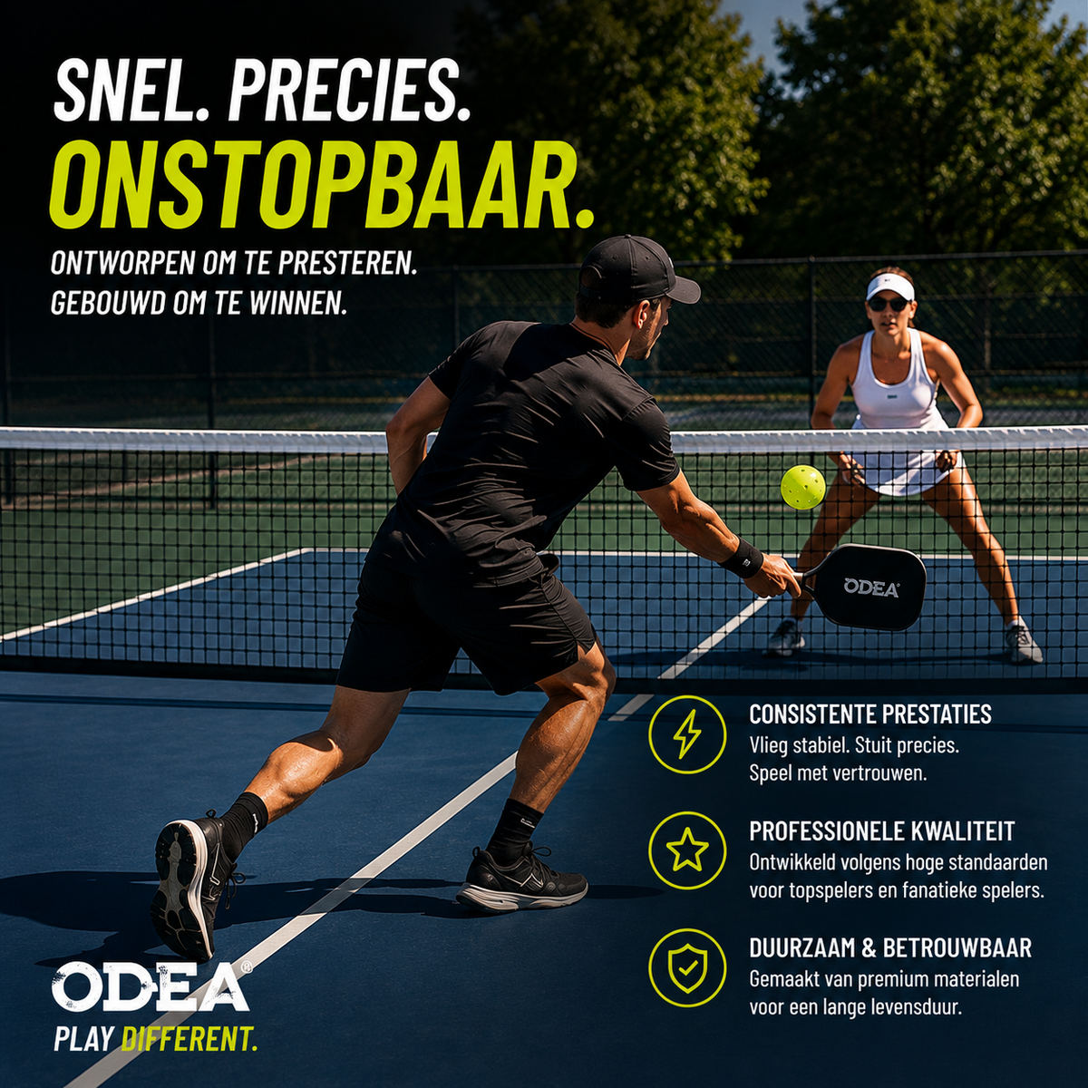 Pickleball spelen met ODEA ballen
