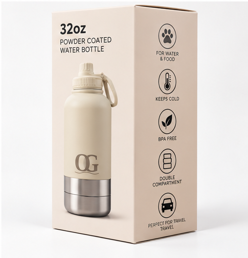 Honden drinkfles crème met verpakking