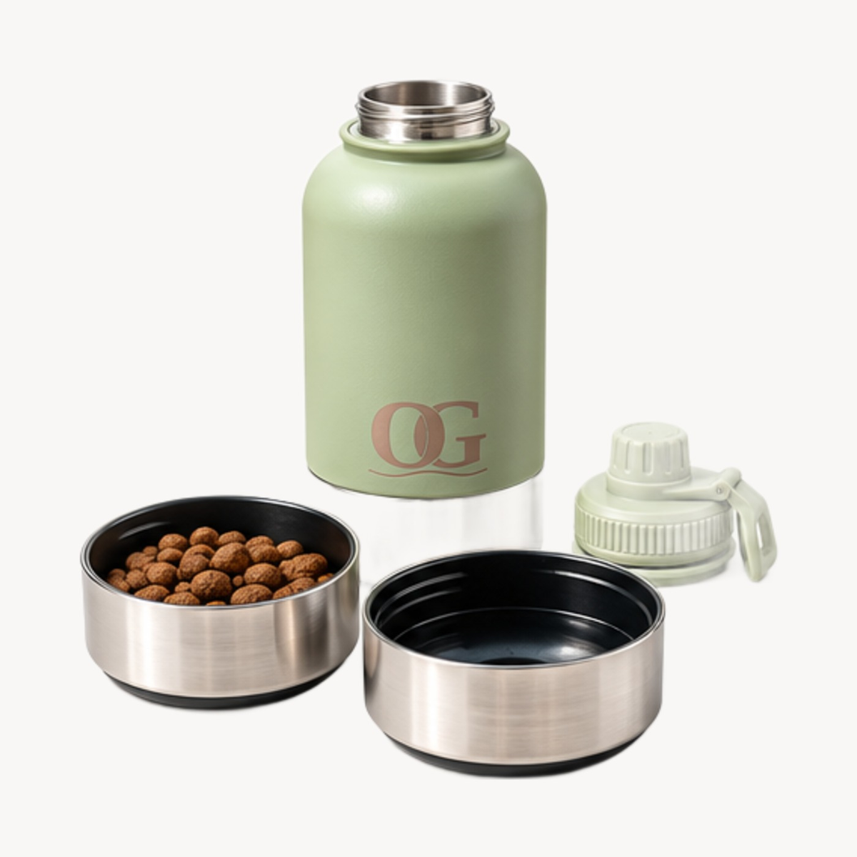 Honden drinkfles met bakjes voor water en brokjes
