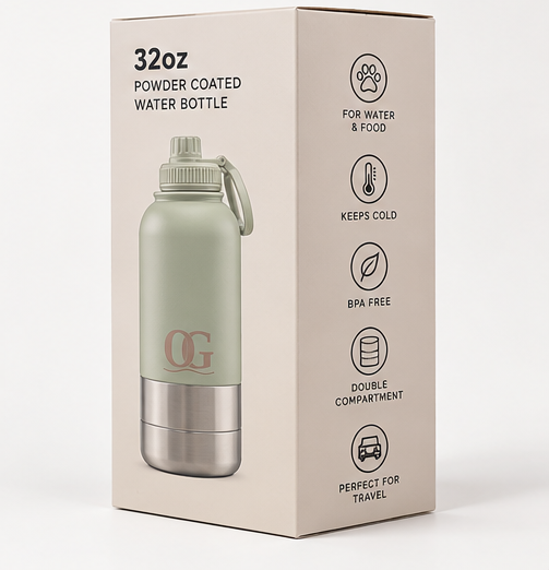 Honden drinkfles saliegroen met verpakking