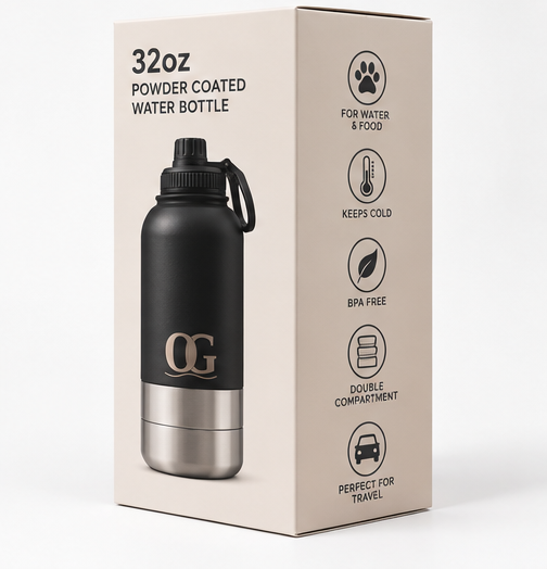 Honden drinkfles zwart met verpakking